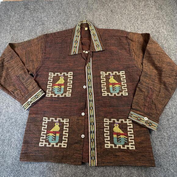 Other - Vintage Guatemalan Handwoven Jacket Birds Embroidery‎ Boho 70s #1166